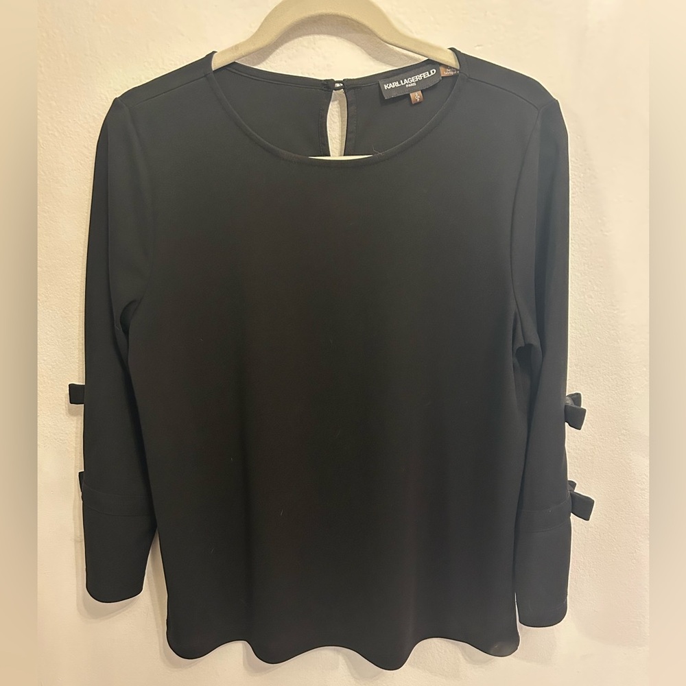 Karl Lagerfeld Black Bow Sleeve Blouse